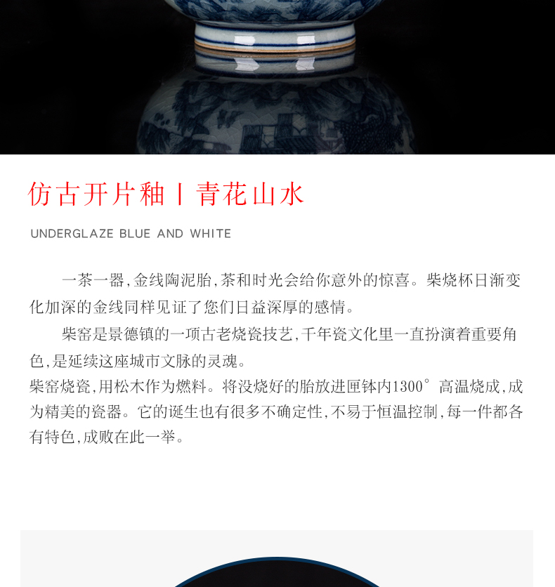 Hand draw archaize yongle blue and white landscape cup triangle flowers pattern circle pressure Hand cup master cup one cup of jingdezhen ceramic kung fu tea cups