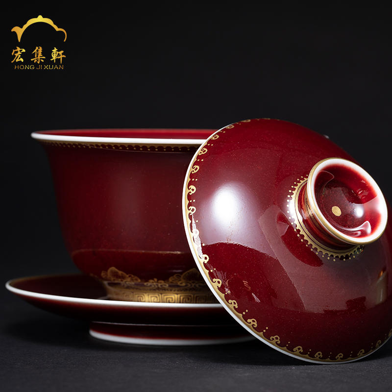 Ruby red glaze jingdezhen ceramic tea set tea tureen large. Three of the bowl tureen cup tea bowl