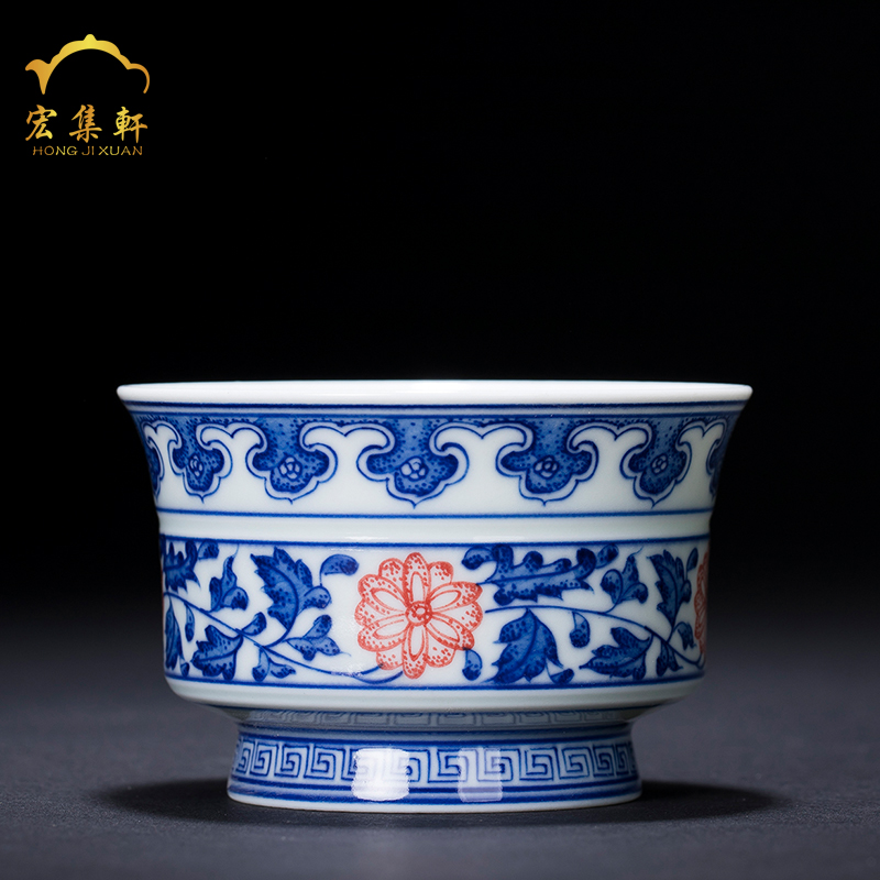 Jingdezhen ceramic teacups hand - made porcelain fragrance - smelling cup tie up branch lotus master single CPU personal hand tea youligong