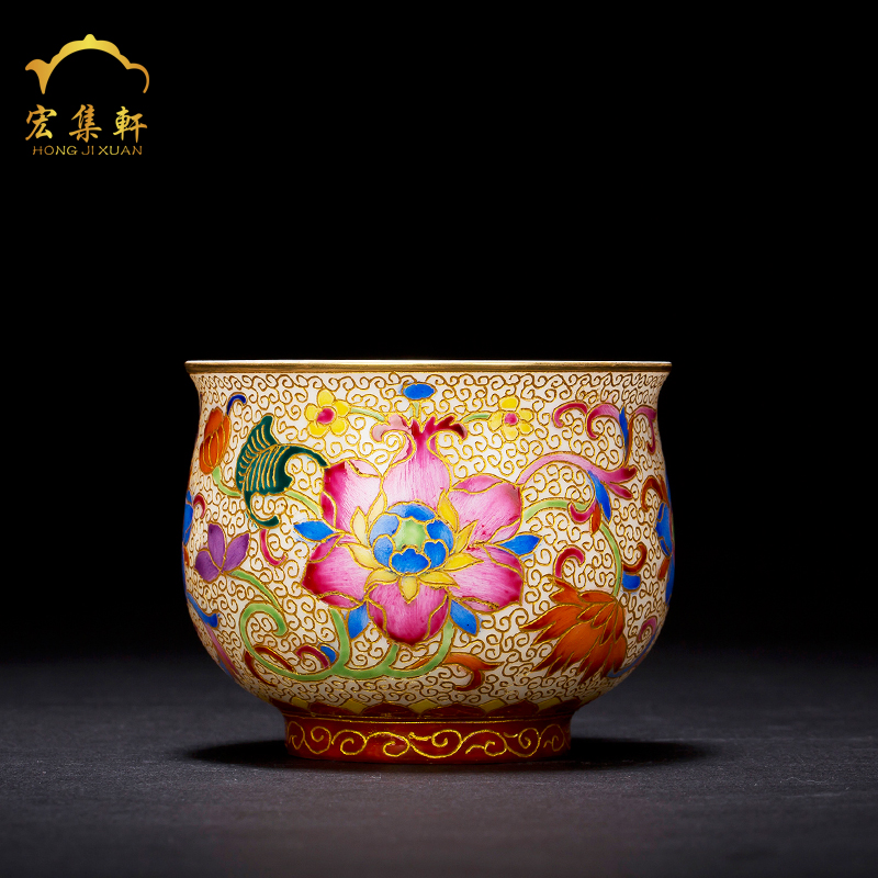 Jingdezhen wire inlay enamel made pottery cup tea bowl RuYiBei sample tea cup master CPU manually noggin single CPU