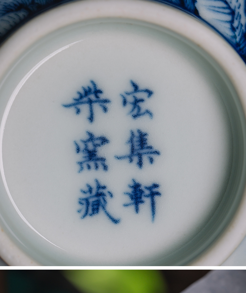 The Master cup single CPU jingdezhen porcelain tea set pure manual hand - made of blue and white porcelain teacup firewood landscape small tea cups