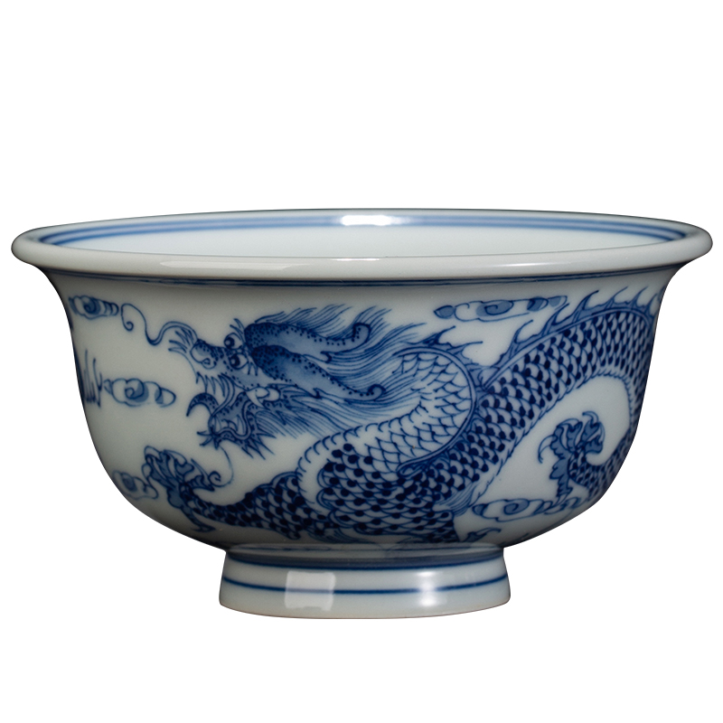 The Master cup single CPU hand - made porcelain jingdezhen ceramics longfeng triangle flowers pattern circle small cup bowl pressure hand cup for cup