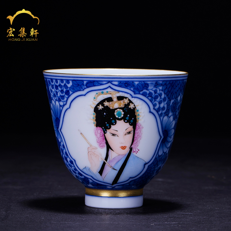 Jingdezhen ceramic kung fu tea set teacups hand - made porcelain enamel see colour sample tea cup "master cup personal cup