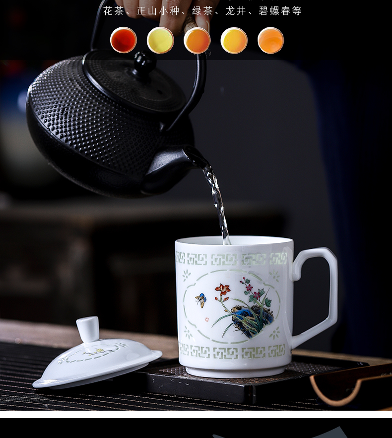 Office of jingdezhen ceramic cup hand - made pastel linglong cup high - capacity men 's and women' s cup cup cup home meeting