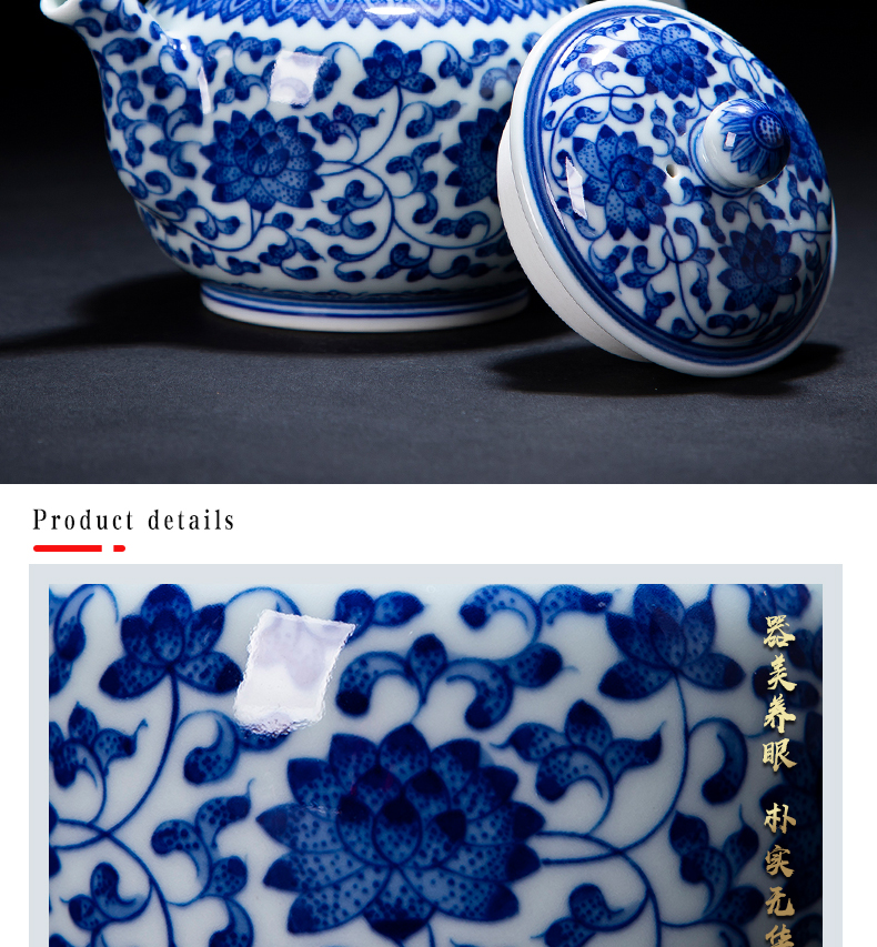 Single pot pot of jingdezhen ceramic teapot Single pot to restore ancient ways small kung fu manual hand - made porcelain lotus flower tea