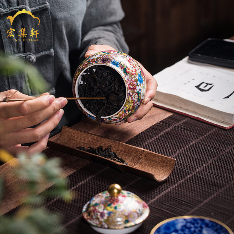 Jingdezhen ceramic tea pot colored enamel flower paint wake receives stock POTS sealed tank tea accessories