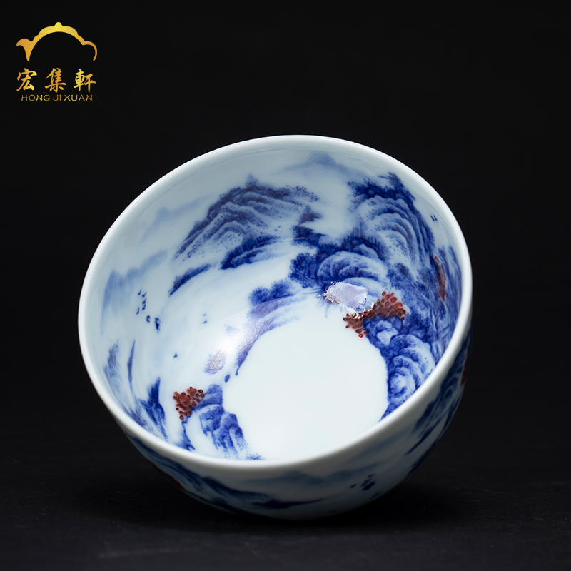 Manual hand - made kung fu ceramic blue and white youligong master cup single cup cup cup bowl of jingdezhen tea service