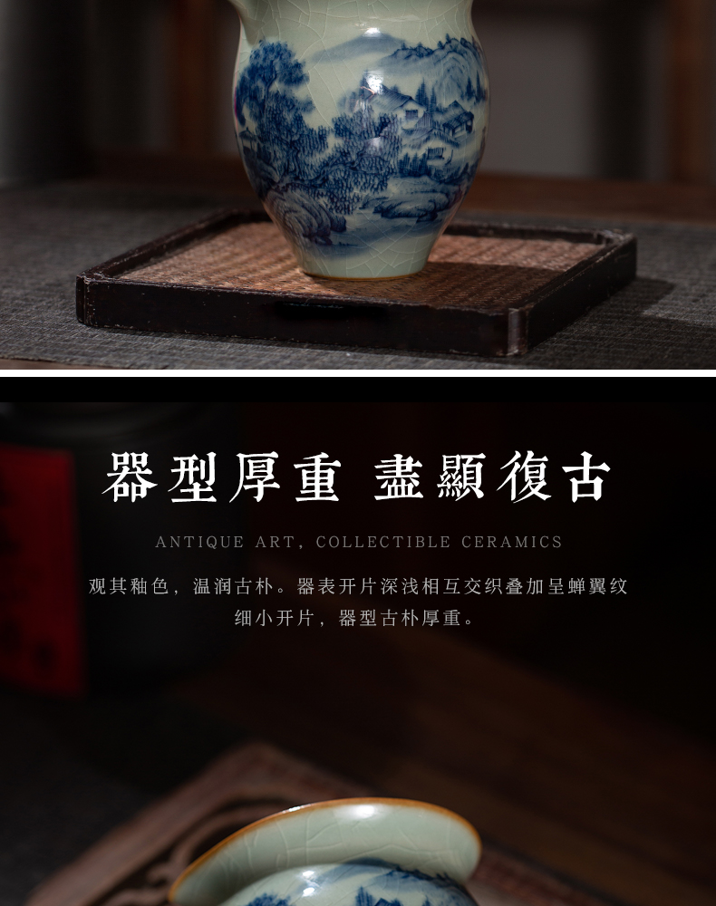 Blue and white maintain landscape old clay ceramic fair keller hand - made the start points of tea ware cup manual of jingdezhen tea service