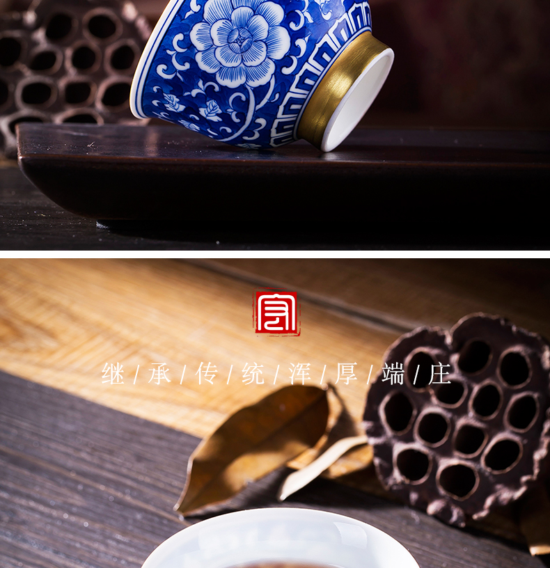 Blue and white master kung fu tea cups of jingdezhen ceramic tea set hand - made personal cup sample tea cup cup single cup a cup