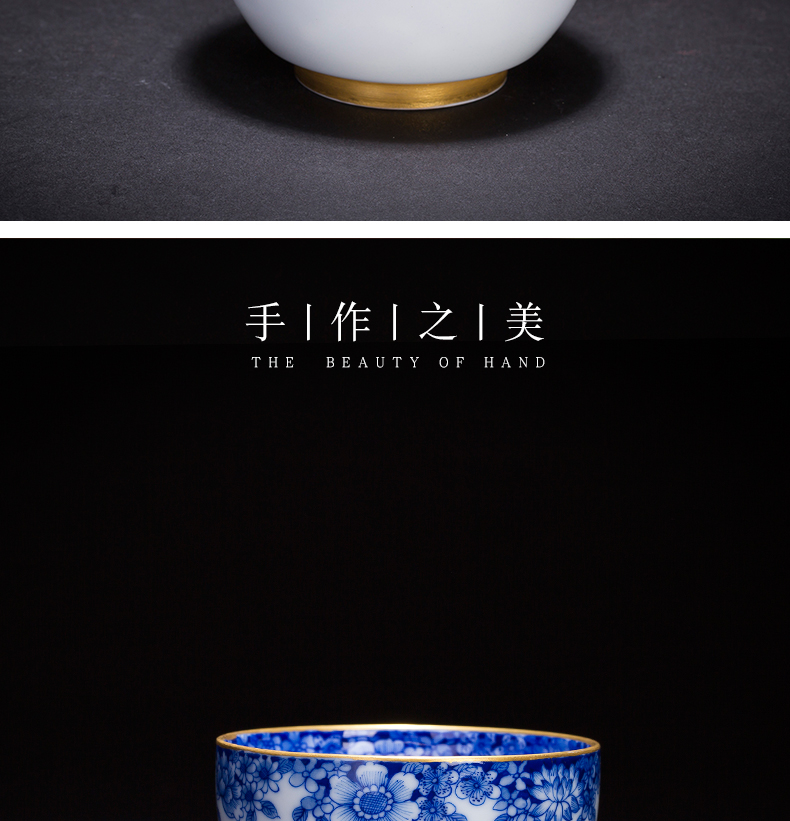 The Master cup single CPU jingdezhen ceramic tea set small checking sample tea cup personal of blue and white porcelain cup kunfu tea cups