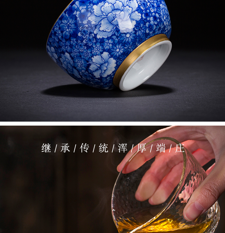 Ceramic cups master cup single CPU noggin see colour cup of jingdezhen blue and white porcelain bowl with pure manual kung fu tea