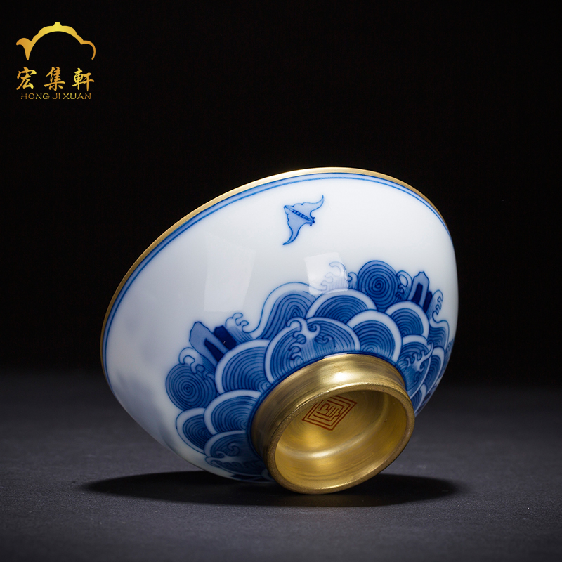 Tea light cup jingdezhen ceramic Tea set sample Tea cup host the see colour blue and white porcelain cup single cup pure manual kunfu Tea