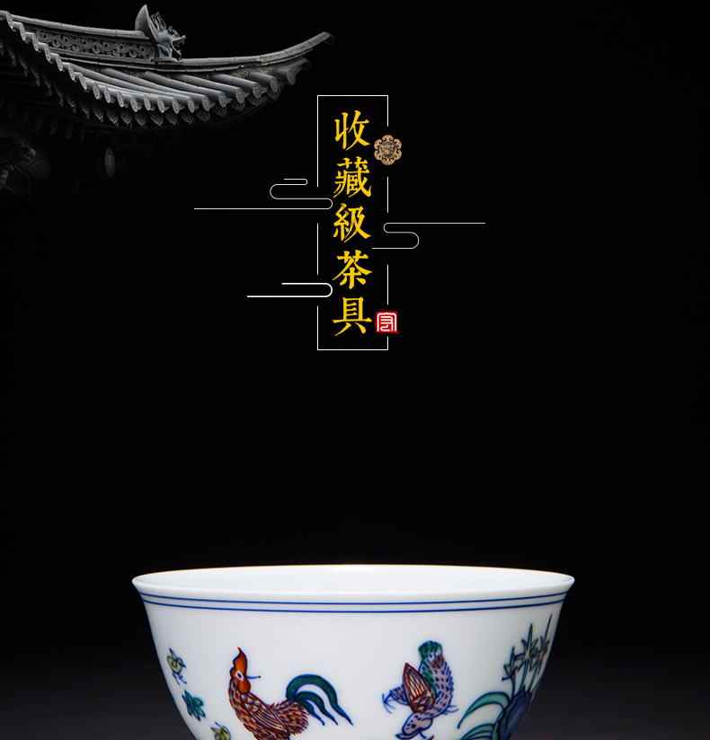 Chicken cylinder cup jingdezhen da Ming chenghua bucket color master cup single CPU hand - made ceramic cups kung fu tea sample tea cup