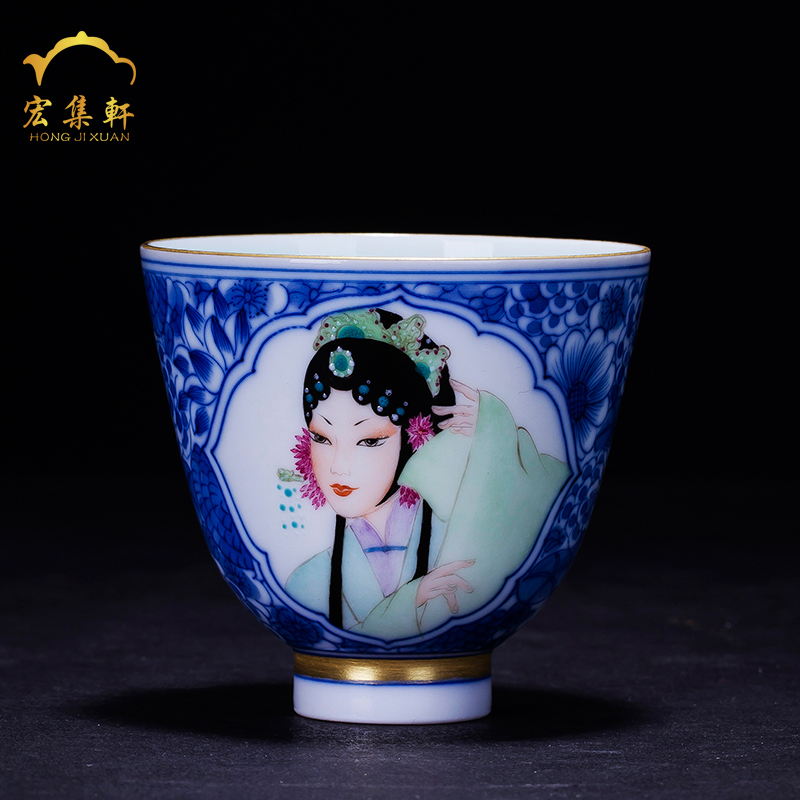 Jingdezhen ceramic kung fu tea set teacups hand - made porcelain enamel see colour sample tea cup "master cup personal cup