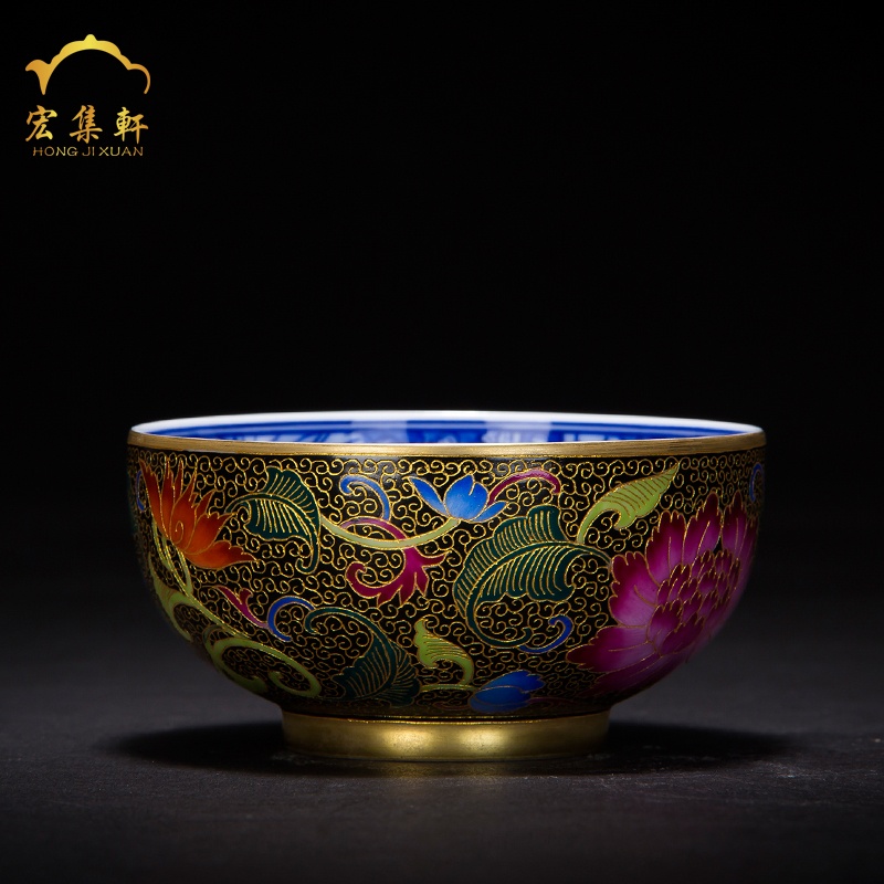 Colored enamel craft glass of jingdezhen ceramic cups tea kungfu to use master cup single cup paint sample tea cup