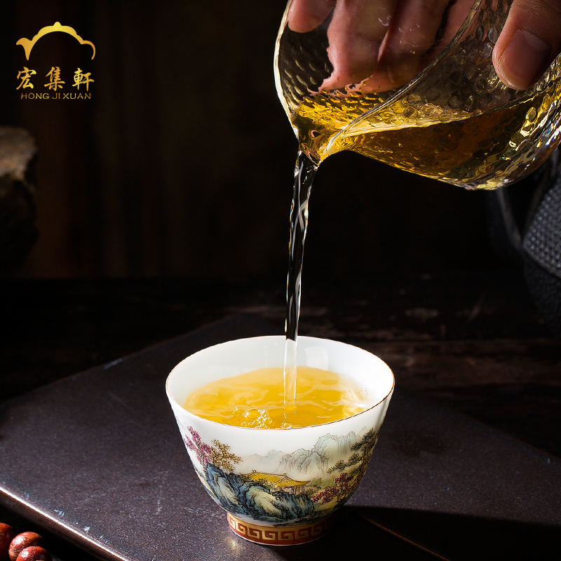 The Master sample tea cup of jingdezhen ceramic cups cup single cup pure manual on powder enamel glaze archaize paint landscape cup