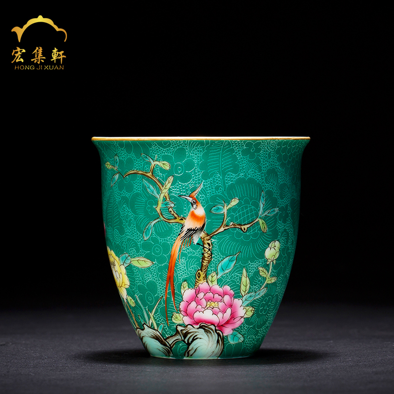 Jingdezhen ceramic cups hand - made pastel sample tea cup tea cup fragrance - smelling CPU master cup individual cup of birds and flowers, single CPU