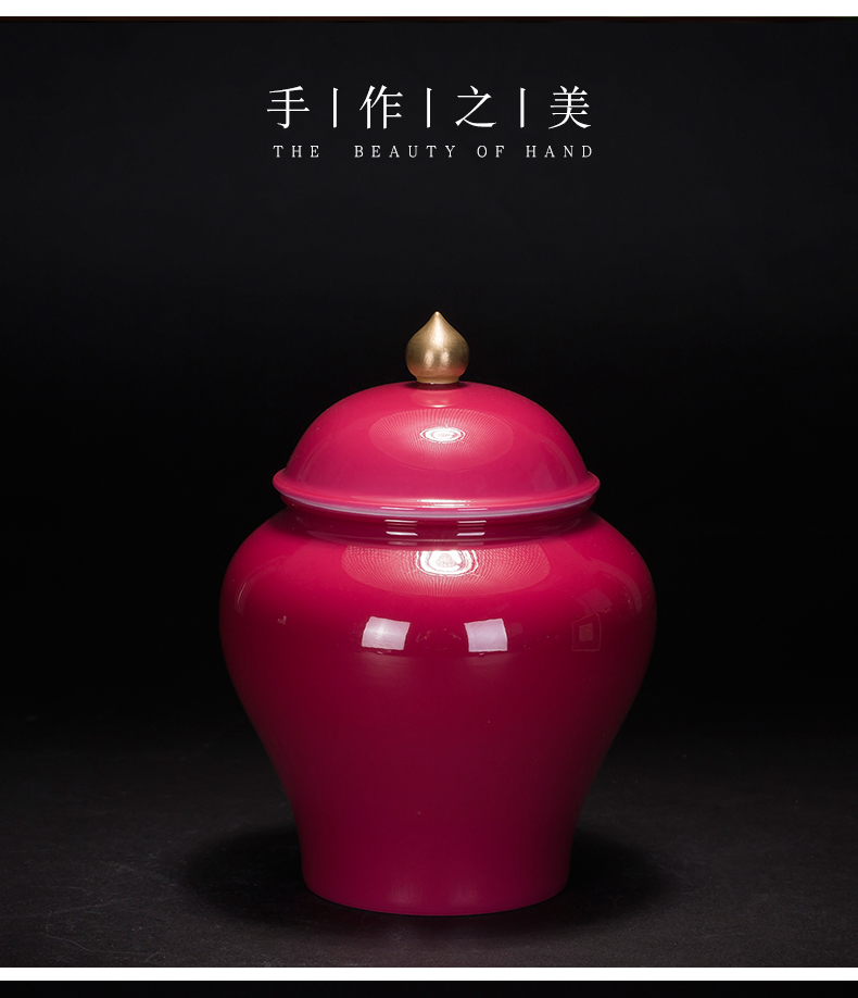 Caddy fixings jingdezhen ceramic deposit receives general household carmine red Chinese porcelain ceramic jar jar jar