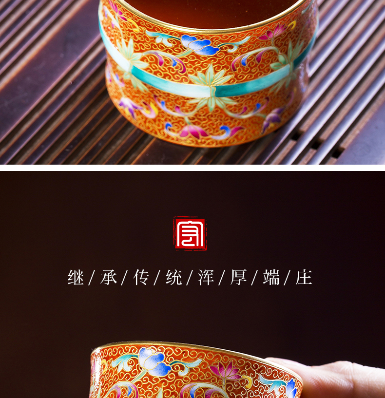 Jingdezhen ceramic cups enamel wire inlay enamel see bamboo cup sample tea cup flower peony masters cup a cup