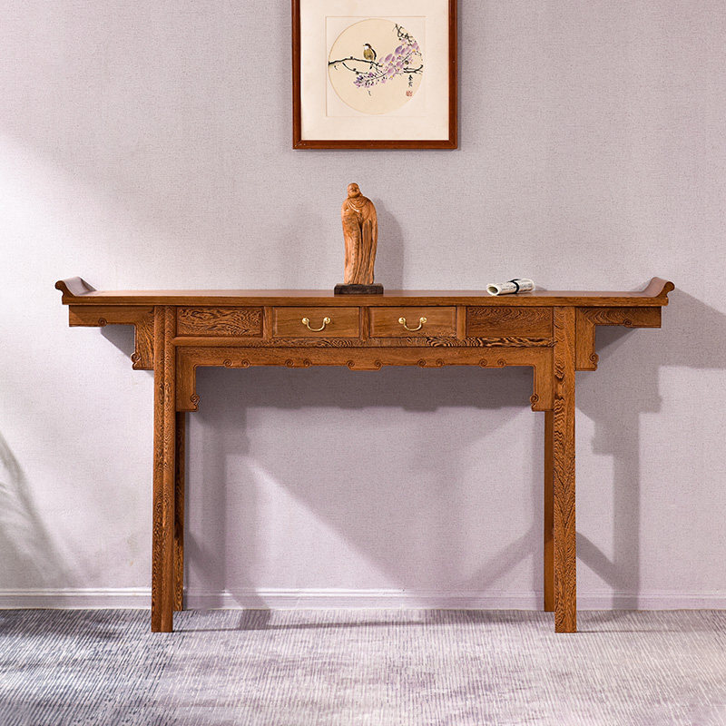 Red Wood Furniture Chicken Wings wood case imitation ancient supply table Chinese table wood Shentai incense case Fotai teething Xuanguan Table