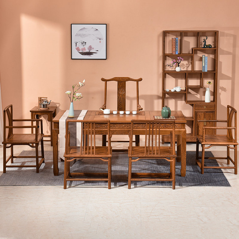 Mahogany furniture chicken wing wood tea table and chair combination solid wood tea table Chinese kung fu tea table tea art table tea table table