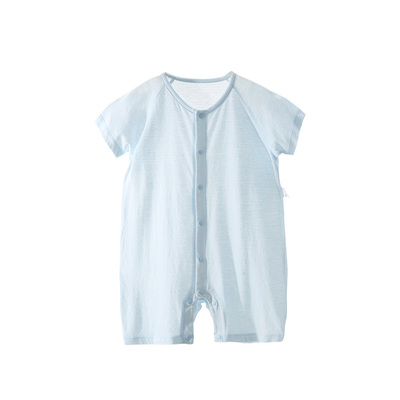 佩爱 婴儿夏装薄款短袖连体衣男女0-1岁宝宝衣服竹纤维哈衣爬爬服