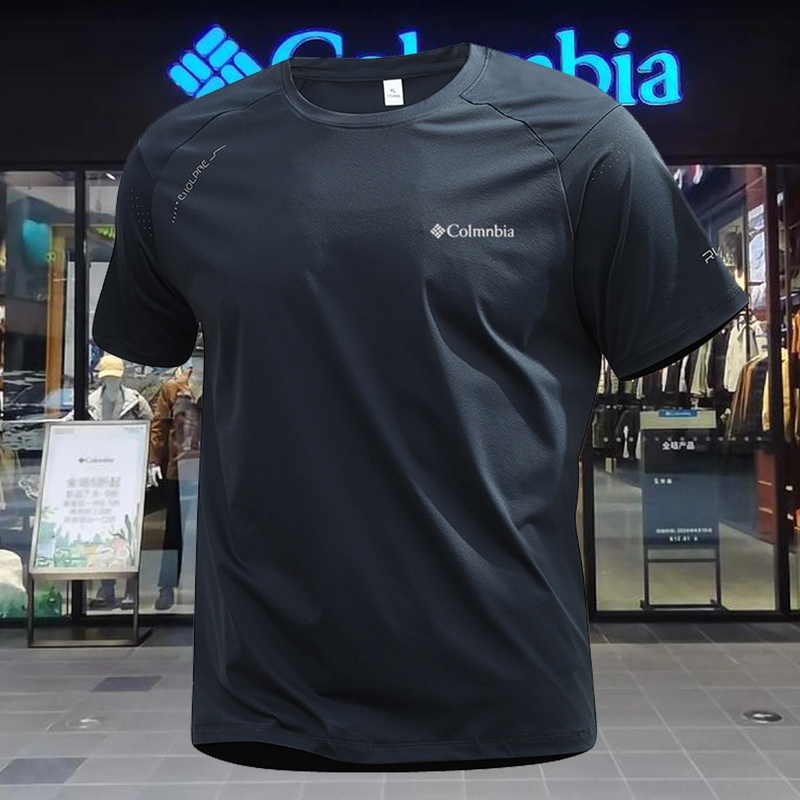 Summer Ice Silk Short-Sleeved T-Shirt for Men, Outdoor High-Elasticity Casual Sports Running Quick-Drying Breathable Loose Large Size Top