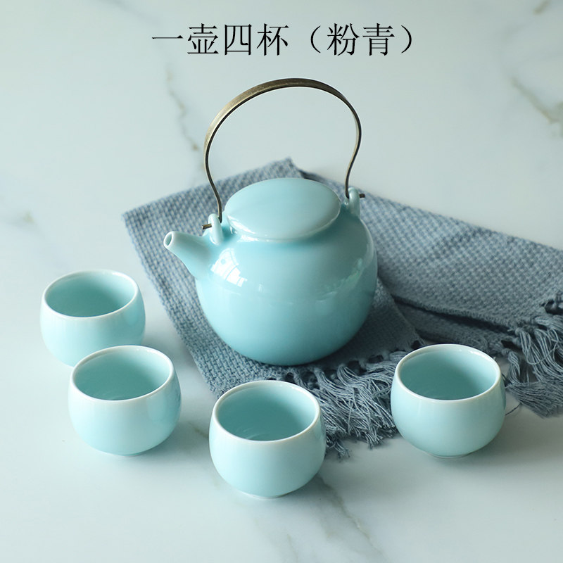 Dragon Quanqing porcelain Tiutian Tiutia Kung fu tea teapot tea teapot single pot black tea green tea Pu'er tea pot a pot of four cups