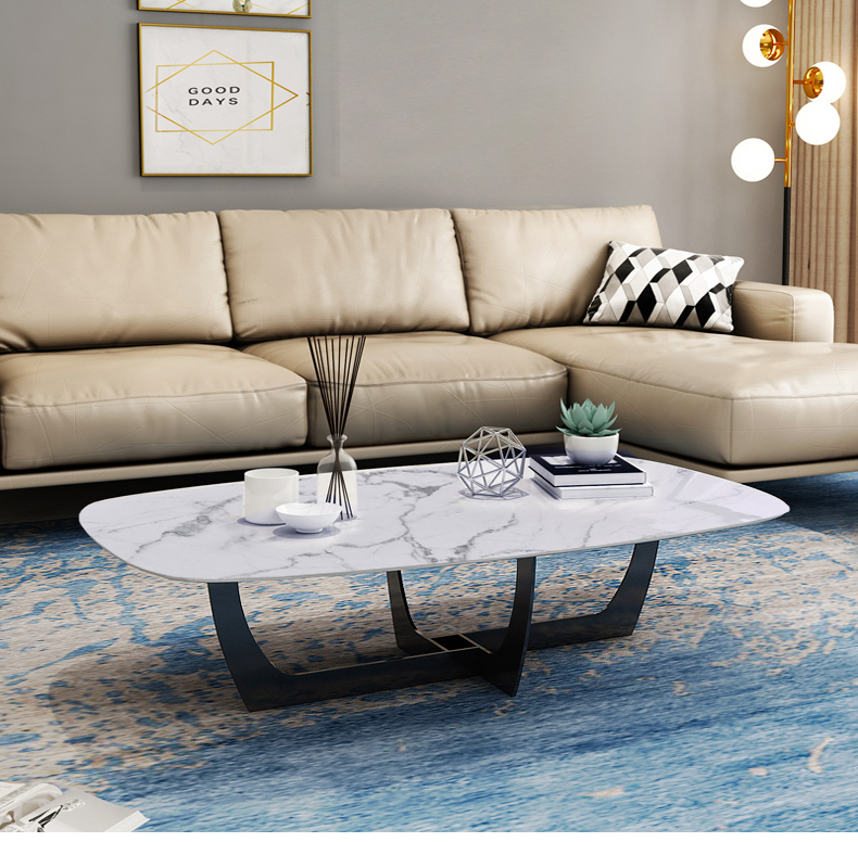 Bàn cà phê Bắc Âu đá cẩm thạch hiện đại tối giản thiết kế nội thất hình chữ nhật thiết kế sáng tạo phòng khách bằng thép không gỉ - Bàn trà bàn ghế phòng khách
