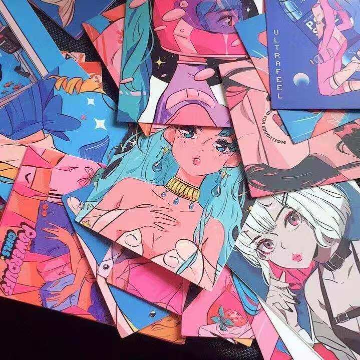 Cartoon Stickers Ins Girl Hearts Cute Diy Hand Ledger Mobile Phone Computer Tablet Phone Protection Shell Suitcase Desktop Decorations