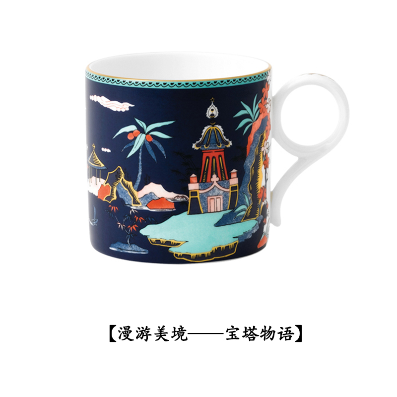 British Wedgwood roaming phoenix beauty in pink ipads China mugs + WMF teaspoons of household glass coffee cup