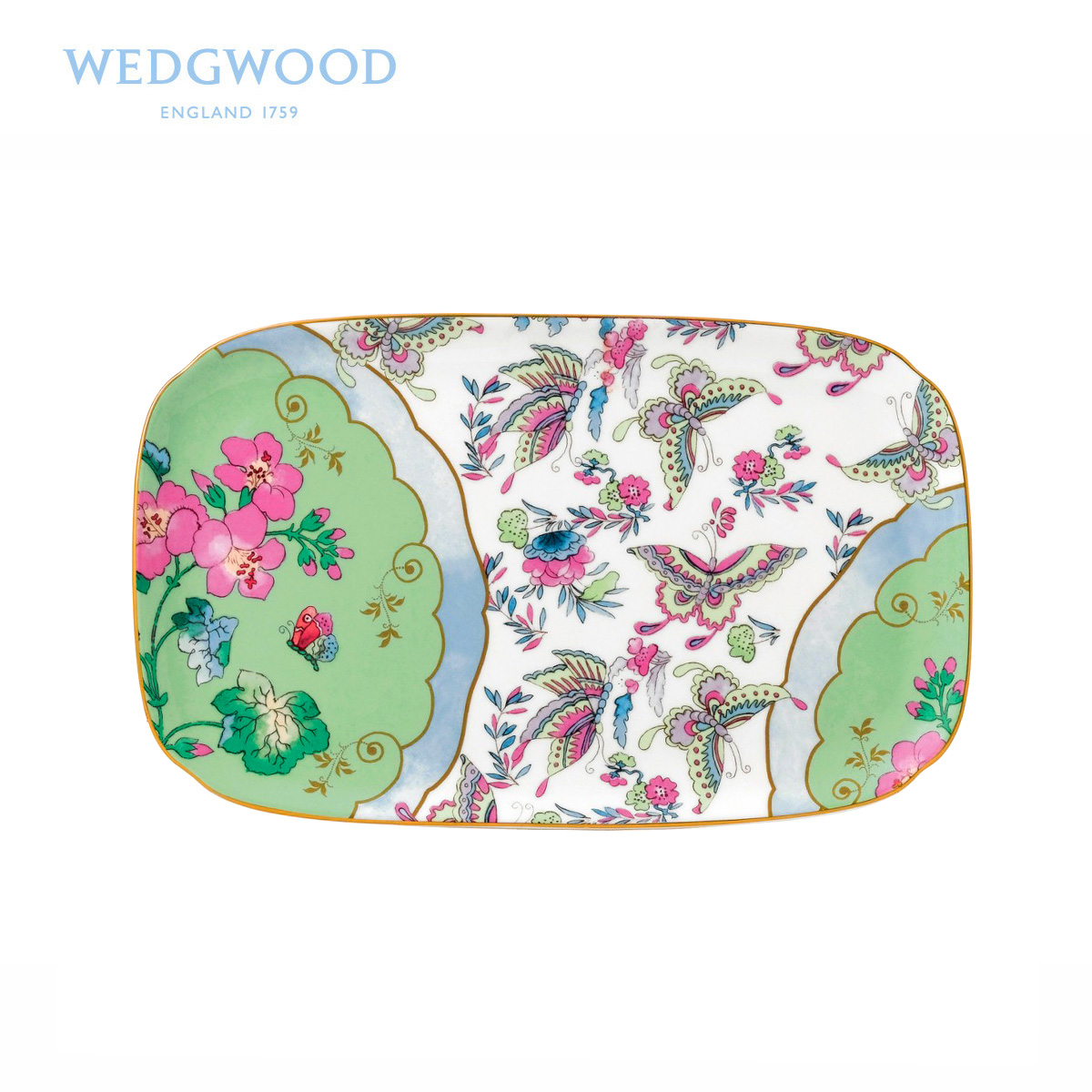 Wedgwood Butterfly Bloom recent sandwich plate of long ipads porcelain snack plate tray