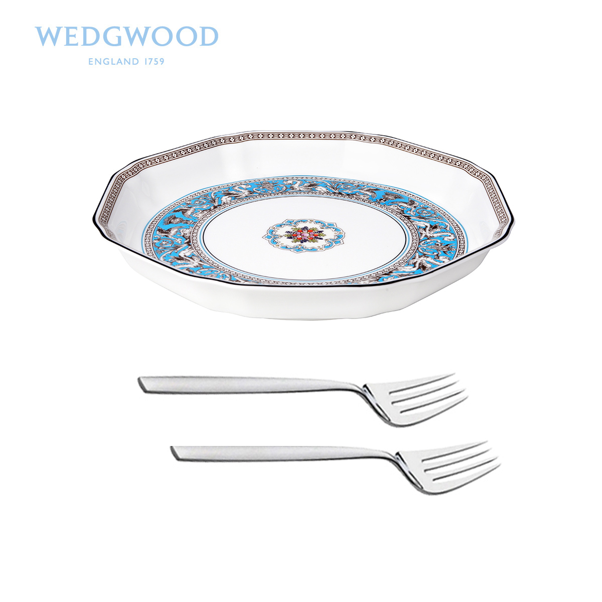 Wedgwood Florentine fiorentina retro anise fruit fork plate + 2 only ipads porcelain snack plate