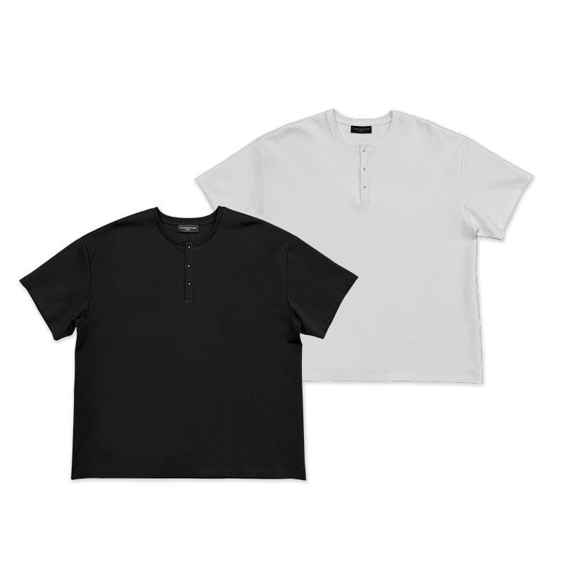 Epower Summer Cool and Smooth High-Density 60-Count Imported Egyptian Cotton Fabric Old Money Style Mushroom Stud Round Neck Short Sleeves