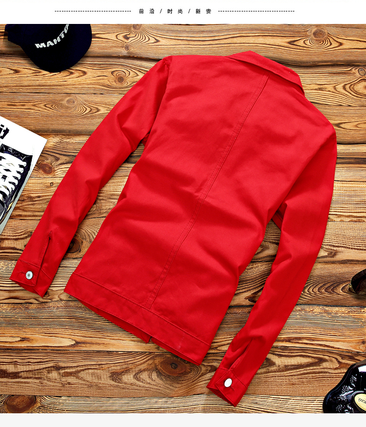 Mùa xuân và mùa thu nam Hàn Quốc Slim denim Jacket Quần áo Quần Một Set Đẹp trai Xu hướng mặc Nam - Cao bồi áo nam đẹp