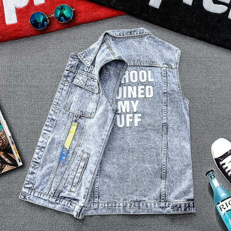 Summer thin denim vest, trend jacket, Korean style