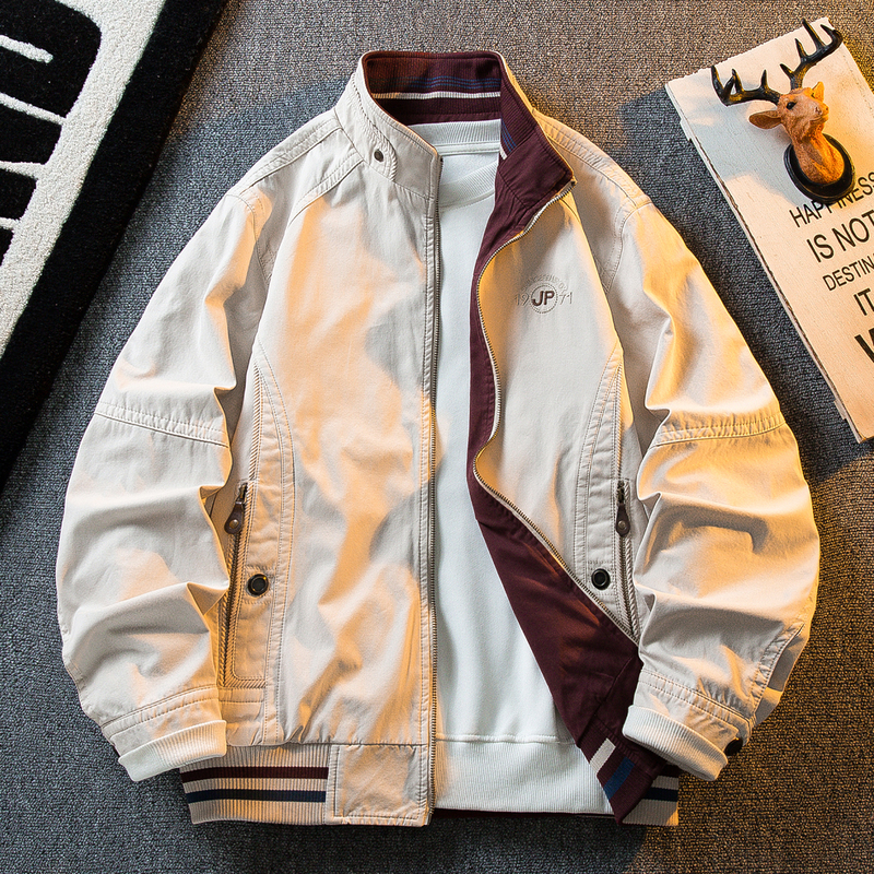 Hpcp Retro Pure Cotton Stand-Up Collar Hunting Jacket Men's Spring and Autumn Style Trendy Men's Casual Reversible Jacket Men's Spring Wear Hpcp Retro Pure Cotton Stand-Up Collar Hunting Jacket Men's Spring and Autumn Style Trendy Men's Casual Reversible Jacket Men's Spring Wear