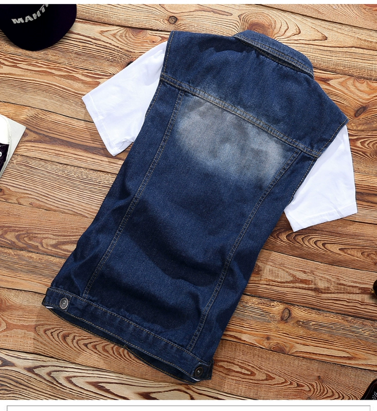 2019 mới mỏng mùa xuân và mùa hè nam phiên bản Hàn Quốc của vest denim phù hợp với xu hướng giản dị Slim đẹp trai áo khoác giản dị - Dệt kim Vest