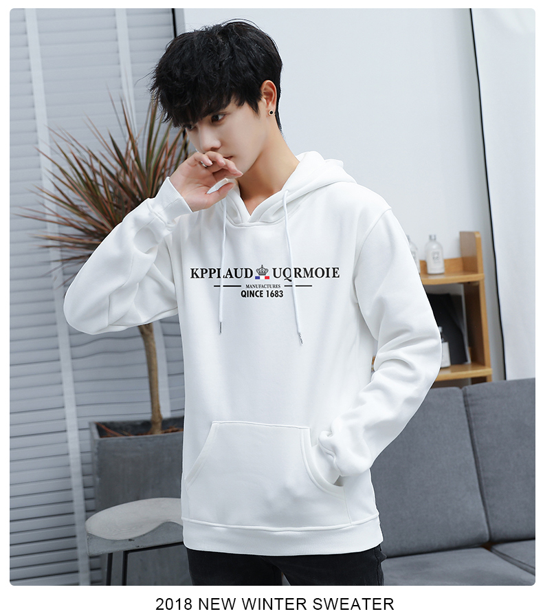 Dòng mũ trùm đầu mới của nam cộng với áo choàng nhung dày áo len thanh niên mặc đồng phục bóng chày giản dị áo len nam áo ấm nam