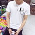Mùa hè Hàn Quốc in nam ngắn tay T-shirt cổ tròn nửa tay t-shirt trắng t 桖 Slim quần áo xu hướng Áo phông ngắn
