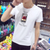 Mùa hè Hàn Quốc in nam ngắn tay T-shirt cổ tròn nửa tay t-shirt trắng t 桖 Slim quần áo xu hướng Áo phông ngắn