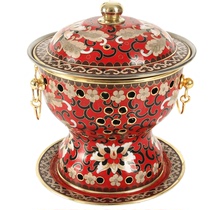 Cloisonne alcohol copper hot pot Cloisonne copper alcohol stove small hot pot 18cm Cloisonne small hot pot single meal
