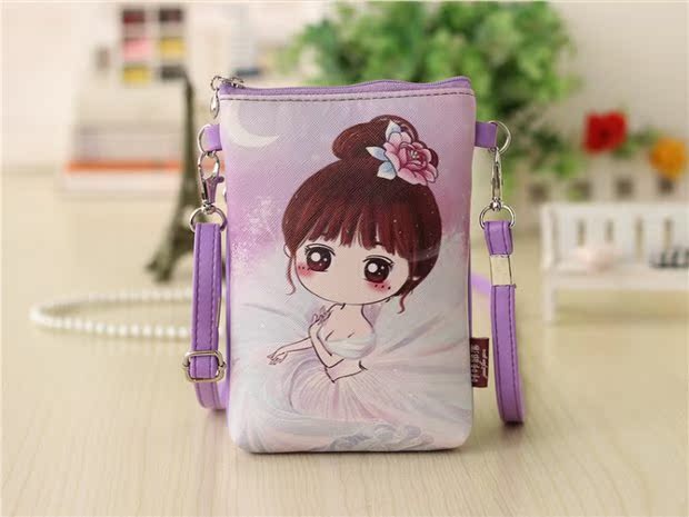 Mô hình vụ nổ pu slung túi điện thoại di động dễ thương phim hoạt hình lớn treo cổ điện thoại di động túi sinh viên trẻ em thay đổi túi chéo nữ túi đeo chéo nam lv