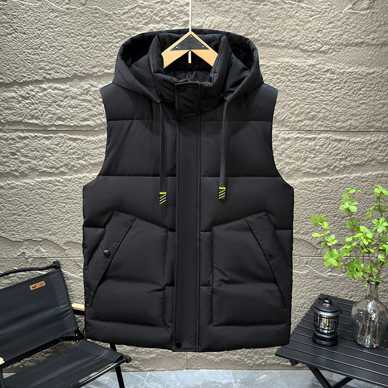 Men's down Cotton Vest Winter Vest Korean Style Trendy Thickened Warm Vest Youth Hooded Vest Jacket Men's down Cotton Vest Winter Vest Korean Style Trendy Thickened Warm Vest Youth Hooded Vest Jacket