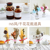 Nordic hipster ins Wind photo props transparent glass dry Vase ornaments home decorations photography props