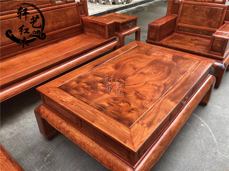 Gỗ hồng mộc Miến Điện màu sắc quốc gia Tian Tường tay vịn lớn sofa đồng bằng trái cây lớn gỗ hồng mộc gỗ rắn gỗ nội thất - Bộ đồ nội thất giường