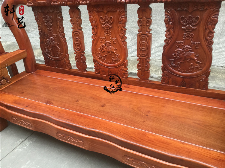 Gỗ hồng mộc Burmese trái cây lớn gỗ hồng voi đầu sofa phòng khách bộ 10 Warring States voi sofa đồ gỗ gụ - Bộ đồ nội thất noi that thong minh