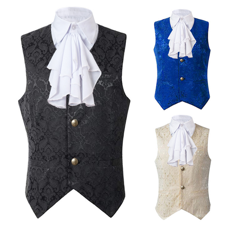 European and American Medieval Retro Vest for Men, Plus Size, Court Noble Earl Short Vest, Drama Performance Costume