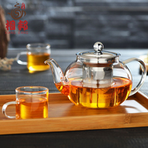 Yulanxiang black tea tea maker Heat-resistant high temperature thickened glass Stainless steel filter flower tea pot Tea set Household set