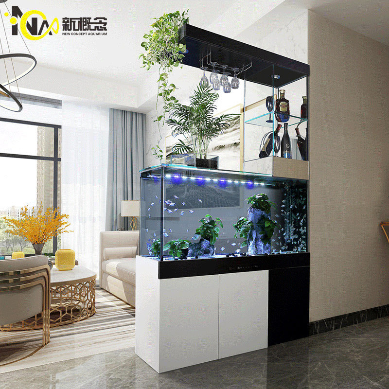 Enter the living room entrance cabinet partition cabinet shoe cabinet integrated modern simple light luxury household wine cabinet with fish tank